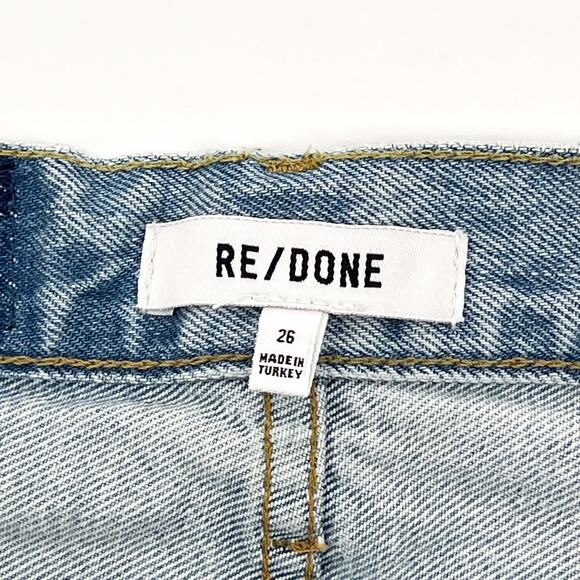 RE/DONE 90s High Rise Loose Distressed Jeans Breezy Indigo with Rips Size 26 - Picture 4 of 7